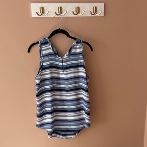 Violet & Claire Blue and White Sleeveless Blouse